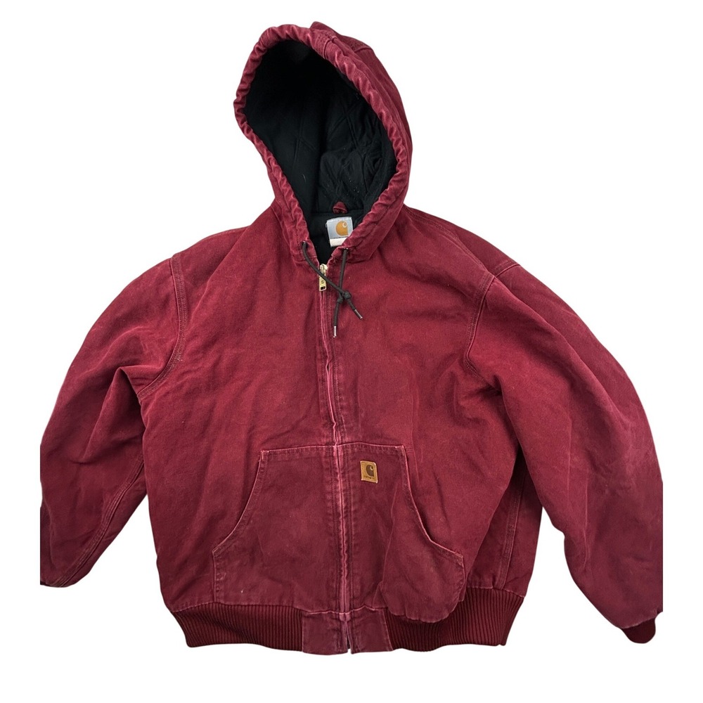 Vintage Carhartt Active Jacket XL Red Duck Quilted Lined Made USA Workwear